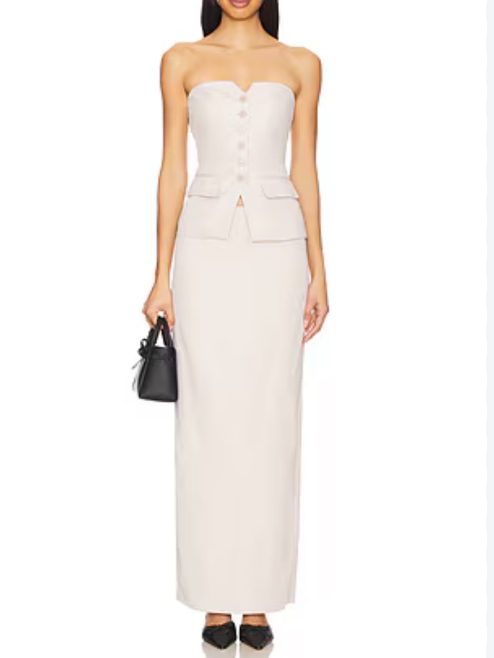 Strapless Cream Maxi Skirt Set - MARTA
